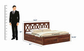 Moon Solid Sheesham Wood Hydraulic Bed With Box Storage (King Size, Natural Finish)